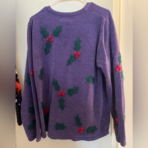 Quacker Factory Purple Holly Embellished Women's Sweater - Picture 2 of 2